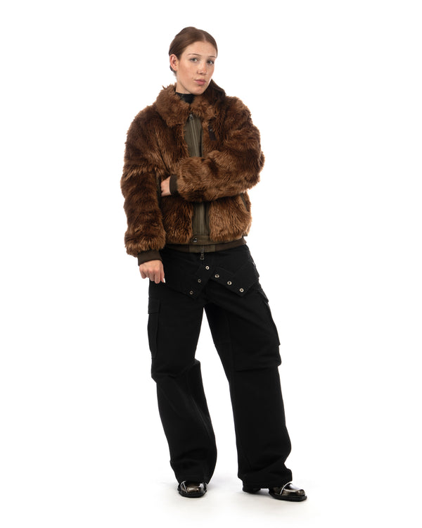 Andersson Bell | Flight Fur Bomber Jacket Brown - Concrete