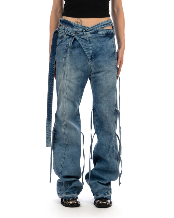 OTTOLINGER | Strappy Signature Wrap Jeans Blue - Concrete