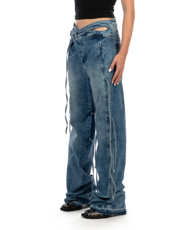 OTTOLINGER | Strappy Signature Wrap Jeans Blue - Concrete