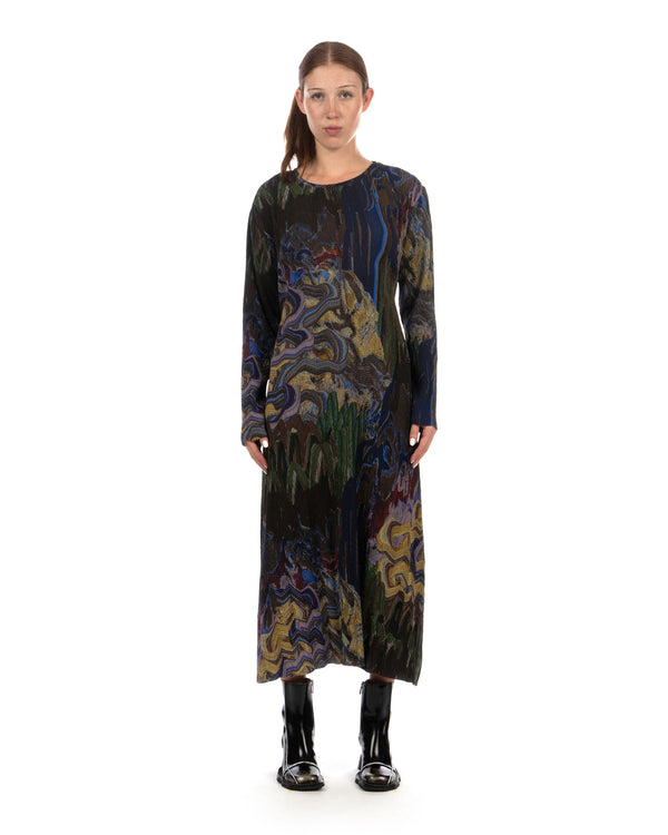 Henrik Vibskov | O Dress Graphic Slopes Dark - Concrete
