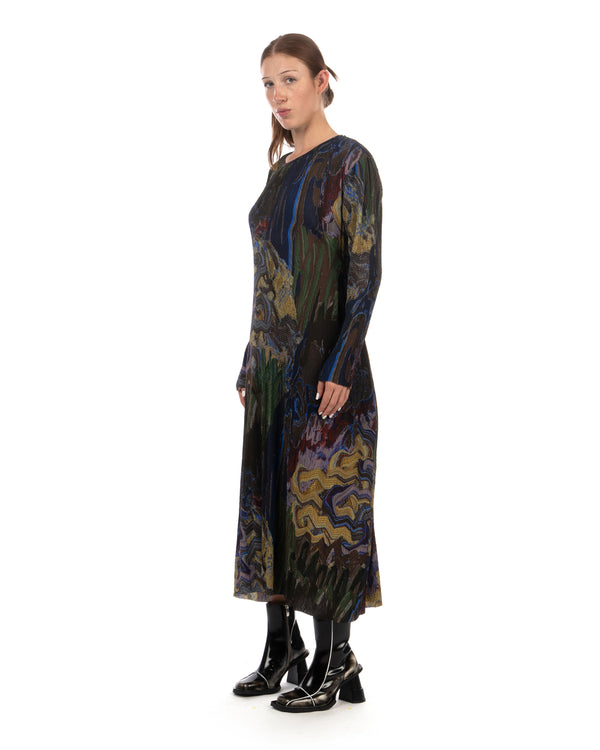 Henrik Vibskov | O Dress Graphic Slopes Dark - Concrete