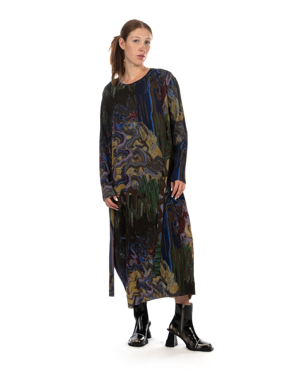 Henrik Vibskov | O Dress Graphic Slopes Dark - Concrete