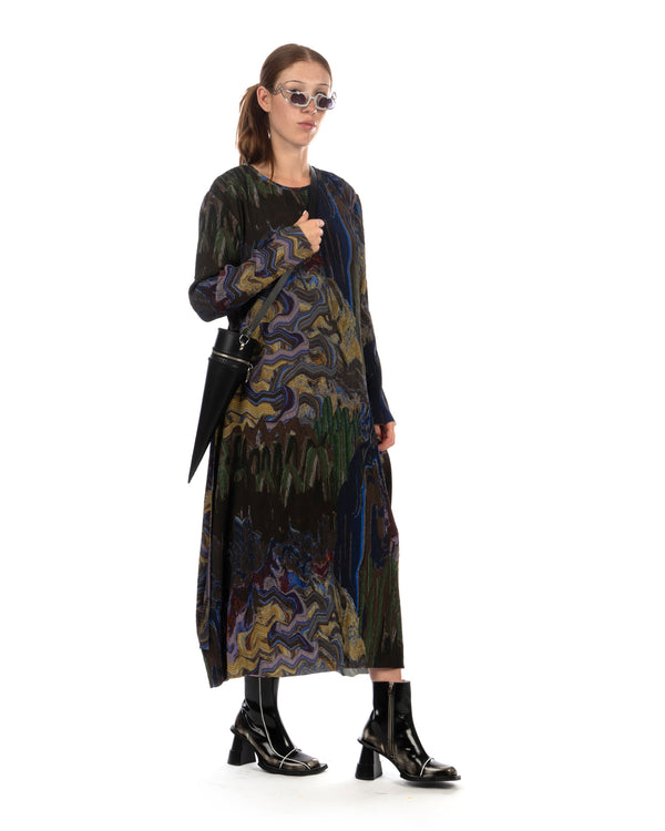 Henrik Vibskov | O Dress Graphic Slopes Dark - Concrete