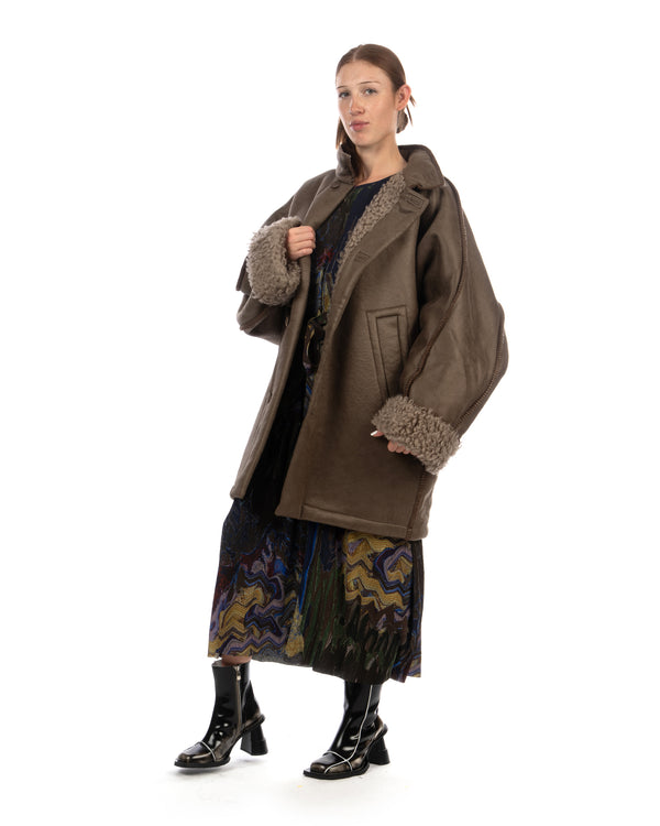 Henrik Vibskov | Dart Jacket Grey Shearling - Concrete