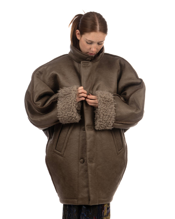 Henrik Vibskov | Dart Jacket Grey Shearling - Concrete