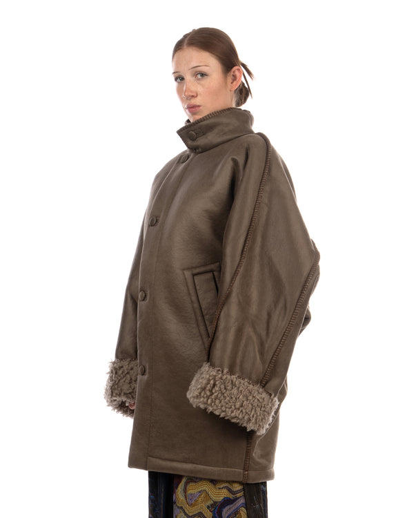 Henrik Vibskov | Dart Jacket Grey Shearling - Concrete