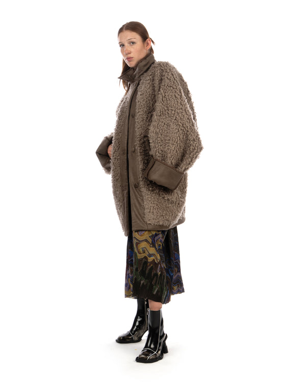 Henrik Vibskov | Dart Jacket Grey Shearling - Concrete