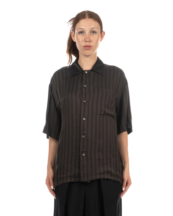 Beautiful People | Lining Stripe Open Collar Shirt Navy/Gray - Concrete