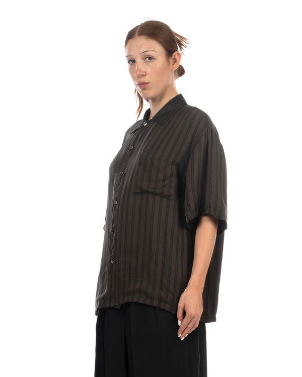 Beautiful People | Lining Stripe Open Collar Shirt Navy/Gray - Concrete