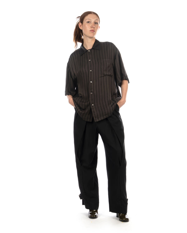 Beautiful People | Lining Stripe Open Collar Shirt Navy/Gray - Concrete