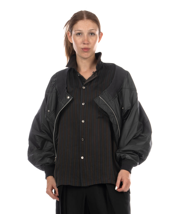 Beautiful People | Lining Stripe Open Collar Shirt Navy/Gray - Concrete