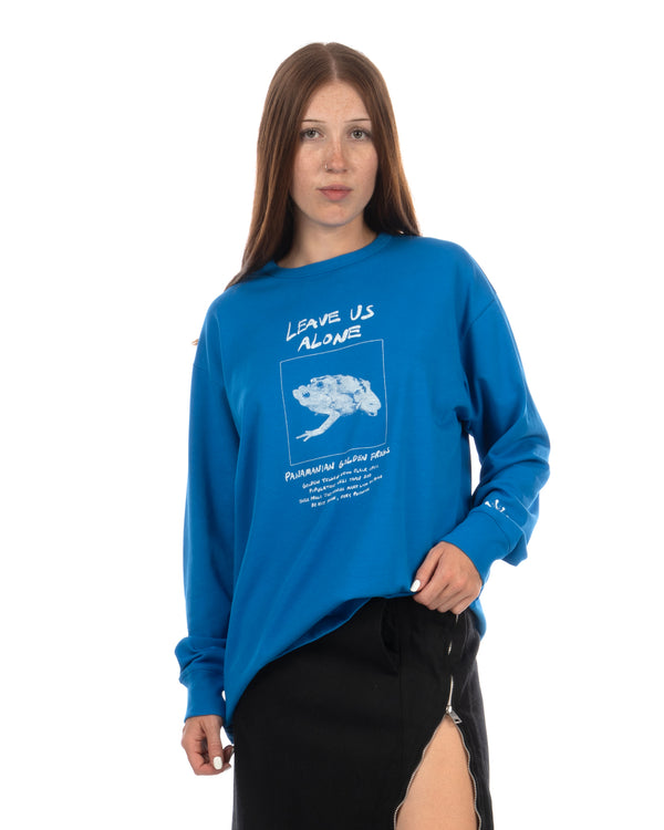 Beautiful People | Feels Suvin Jersey Print Long T-Shirt Blue - Concrete