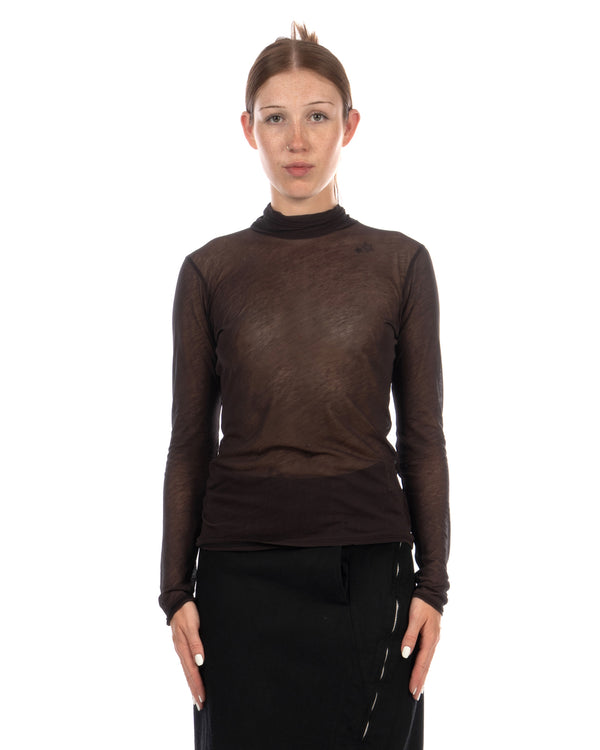 Beautiful People | Sheer Jersey Neck Bow Top Charcoal - Concrete