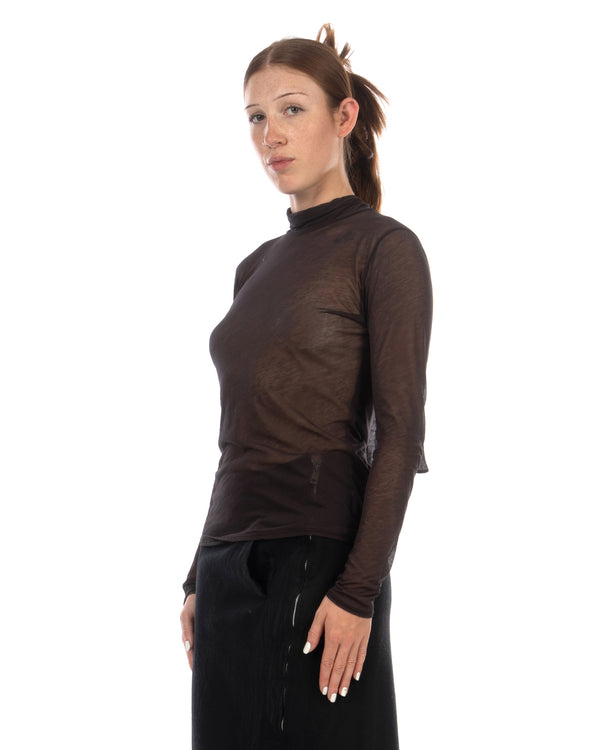 Beautiful People | Sheer Jersey Neck Bow Top Charcoal - Concrete