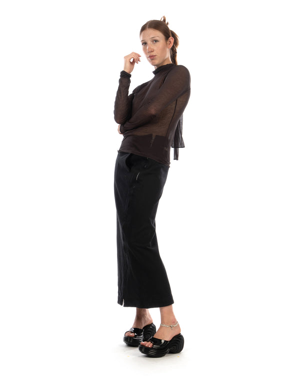 Beautiful People | Sheer Jersey Neck Bow Top Charcoal - Concrete