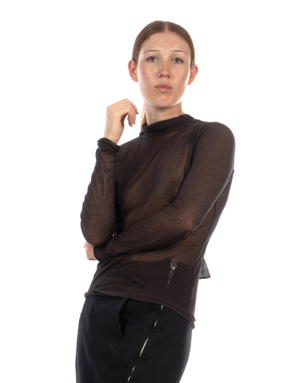 Beautiful People | Sheer Jersey Neck Bow Top Charcoal - Concrete