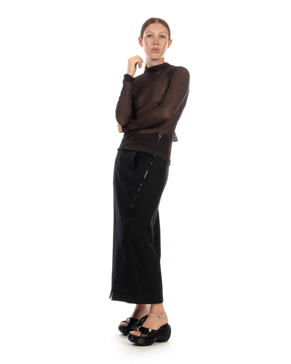 Beautiful People | Sheer Jersey Neck Bow Top Charcoal - Concrete