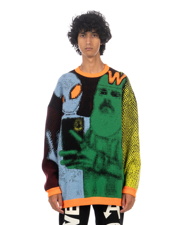 Walter Van Beirendonck | We Come in Peace Knit Sweater Multi - Concrete