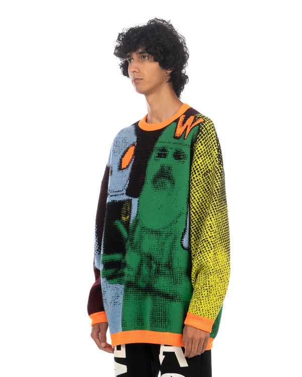 Walter Van Beirendonck | We Come in Peace Knit Sweater Multi - Concrete