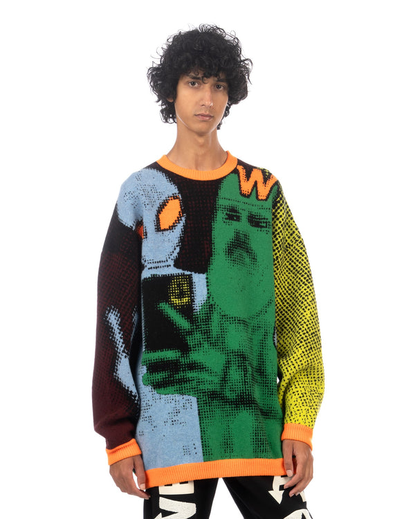 Walter Van Beirendonck | We Come in Peace Knit Sweater Multi - Concrete