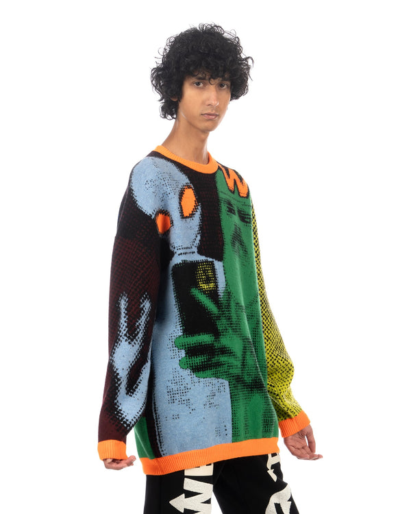 Walter Van Beirendonck | We Come in Peace Knit Sweater Multi - Concrete