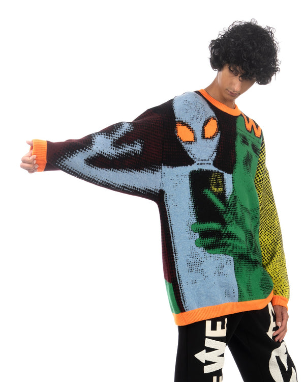 Walter Van Beirendonck | We Come in Peace Knit Sweater Multi - Concrete