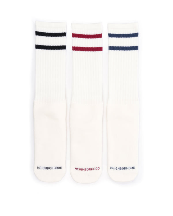 NEIGHBORHOOD | Classic 3PACK Knit Socks White - Concrete