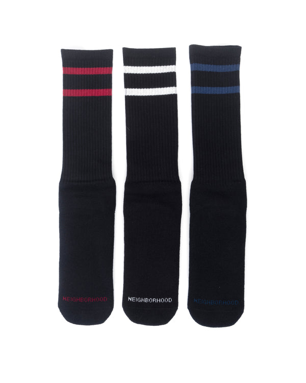 NEIGHBORHOOD | Classic 3PACK Knit Socks Black - Concrete