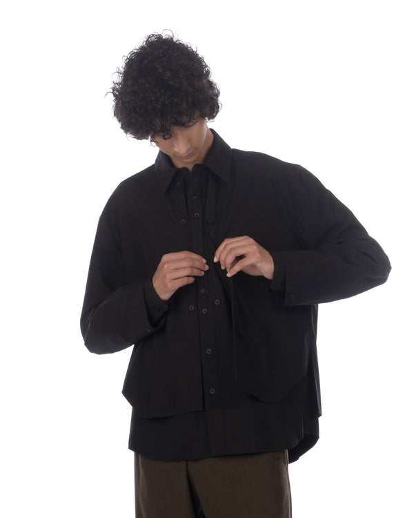 Craig Green | Layered Cotton Shirt Black - Concrete