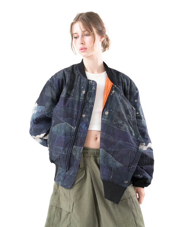maharishi | Boro Crane Monk MA1 Jacket Indigo - Concrete