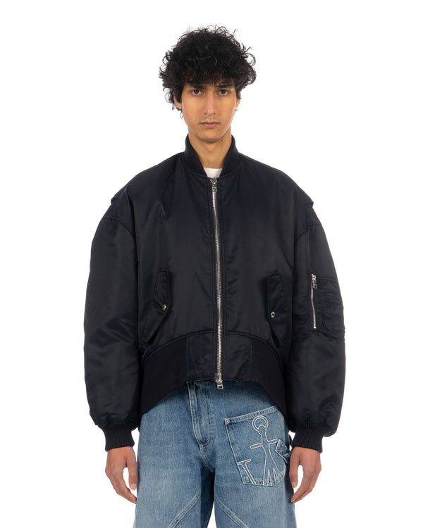 JW Anderson | Oversized Curved Hem Bomber Jacket Navy - Concrete