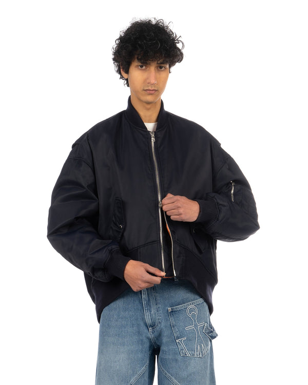 JW Anderson | Oversized Curved Hem Bomber Jacket Navy - Concrete