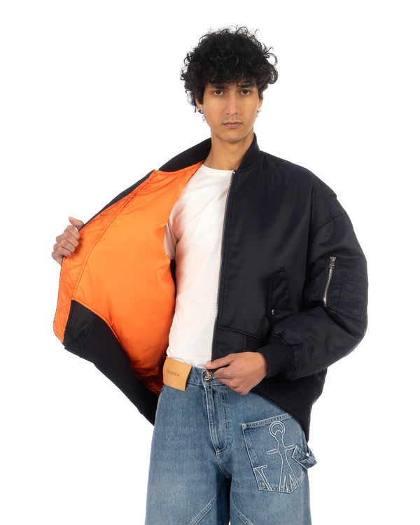 JW Anderson | Oversized Curved Hem Bomber Jacket Navy - Concrete