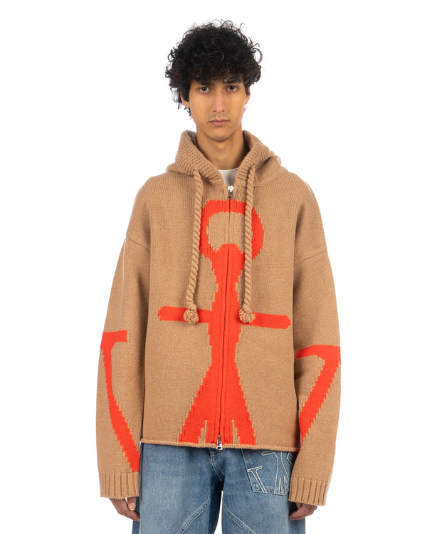 JW Anderson | Zip Up Anchor Hoodie Beige - Concrete