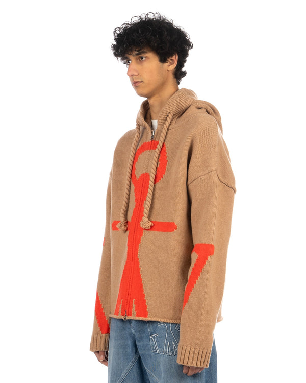 JW Anderson | Zip Up Anchor Hoodie Beige - Concrete
