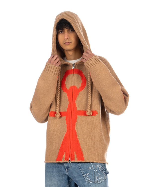 JW Anderson | Zip Up Anchor Hoodie Beige - Concrete