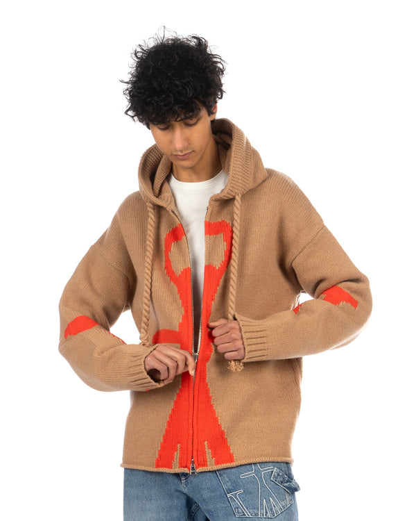 JW Anderson | Zip Up Anchor Hoodie Beige - Concrete