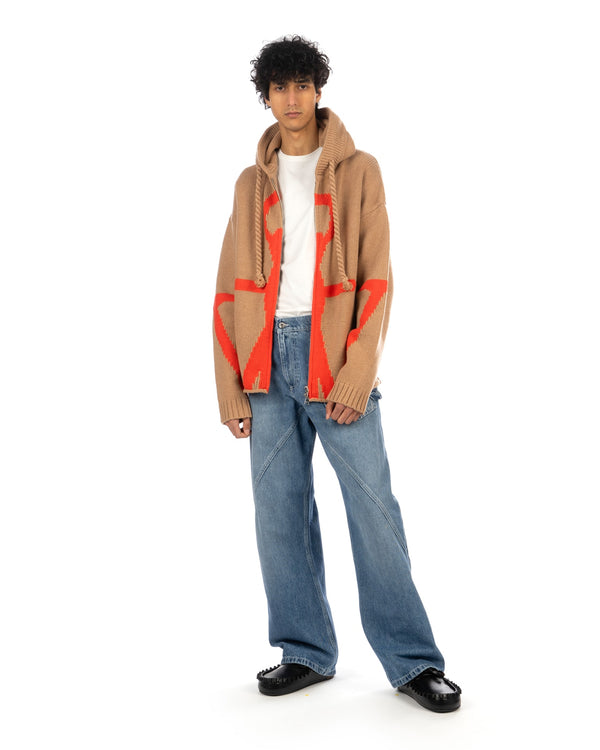 JW Anderson | Zip Up Anchor Hoodie Beige - Concrete