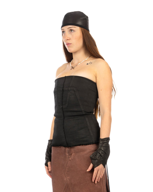 DRKSHDW by Rick Owens | W Splintered Denim Top Black Wax - Concrete