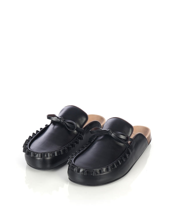 JW Anderson |  Ruffle Loafer Mules Black - Concrete