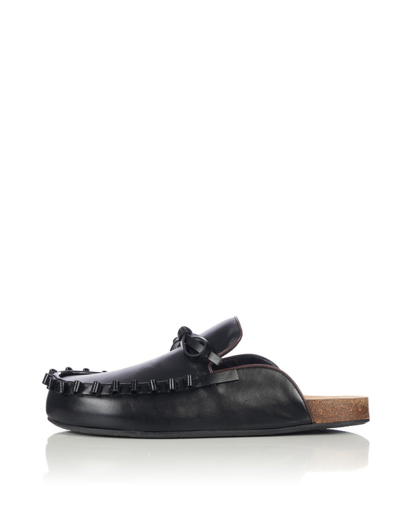 JW Anderson |  Ruffle Loafer Mules Black - Concrete