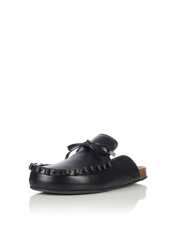 JW Anderson |  Ruffle Loafer Mules Black - Concrete