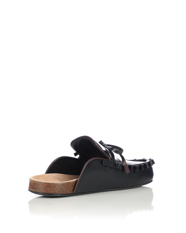 JW Anderson |  Ruffle Loafer Mules Black - Concrete