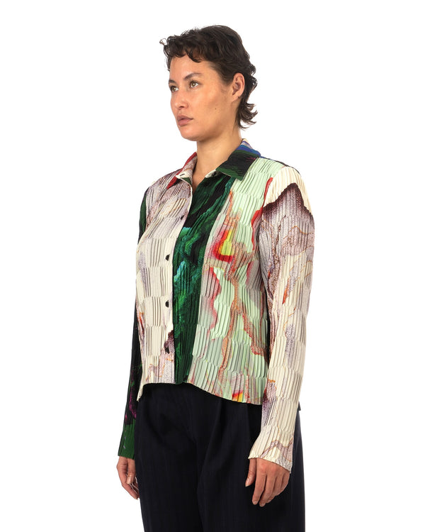 Henrik Vibskov | Grow Plissé Shirt Tomato Hortensias - Concrete