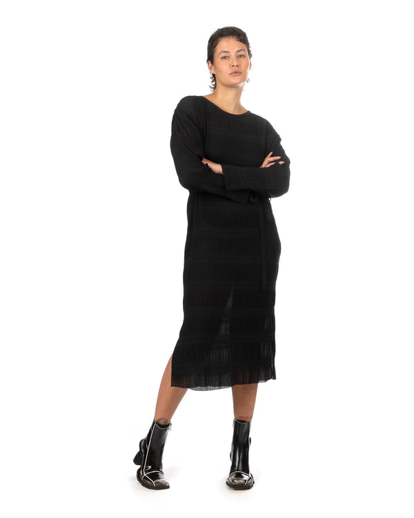 Henrik Vibskov | Grow Plissé Dress Caviar - Concrete