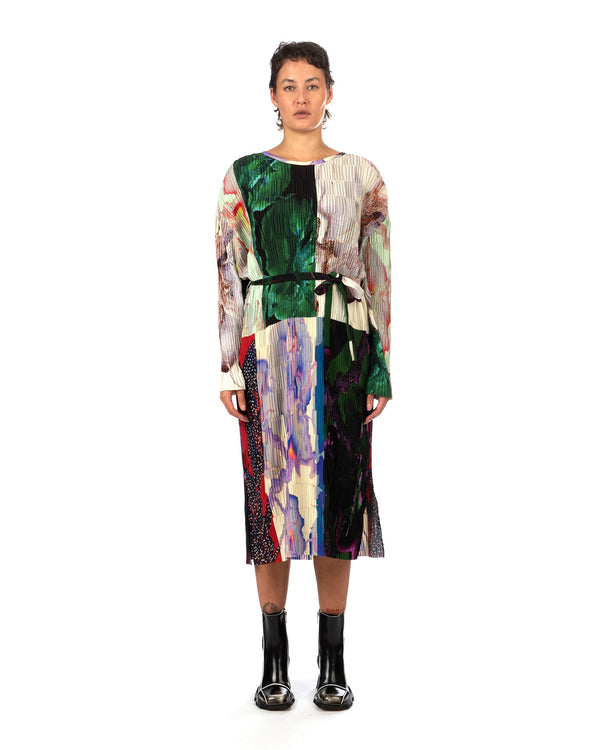 Henrik Vibskov | Grow Plissé Dress Tomato Hortensias - Concrete