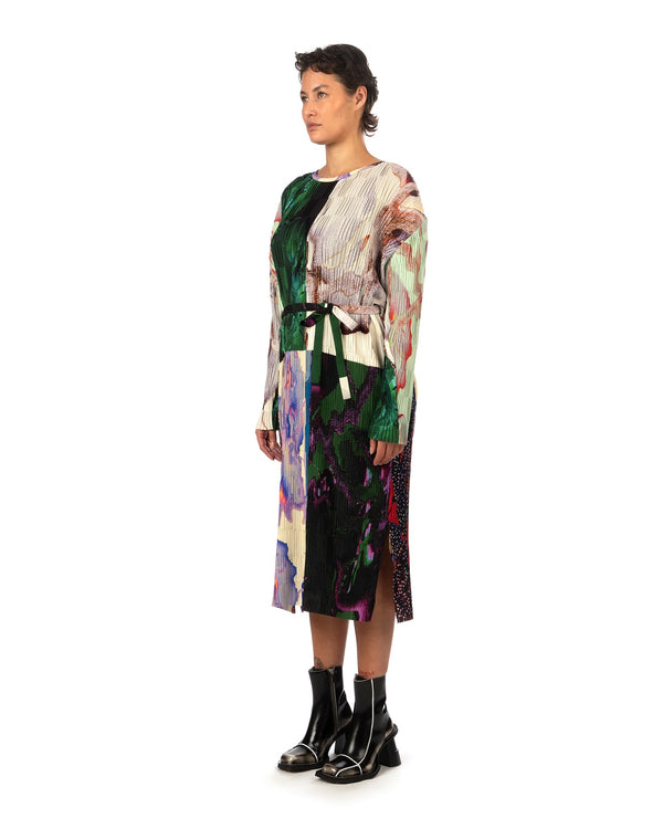 Henrik Vibskov | Grow Plissé Dress Tomato Hortensias - Concrete