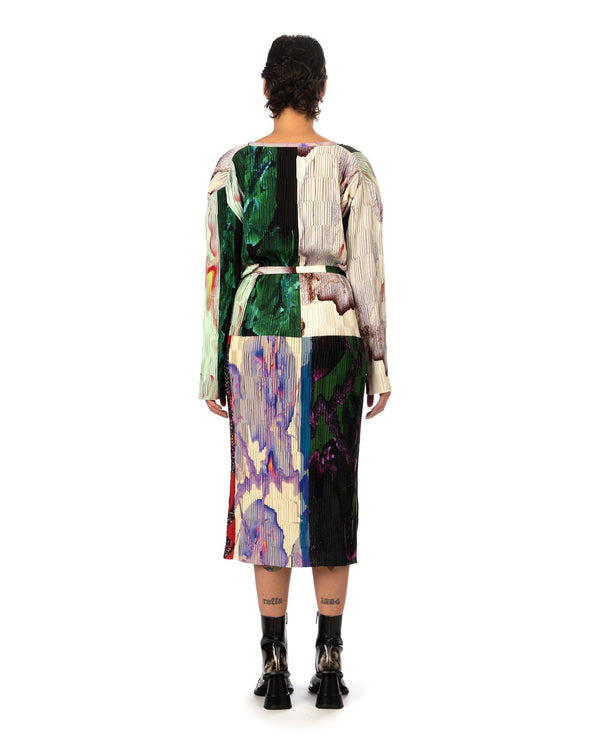 Henrik Vibskov | Grow Plissé Dress Tomato Hortensias - Concrete