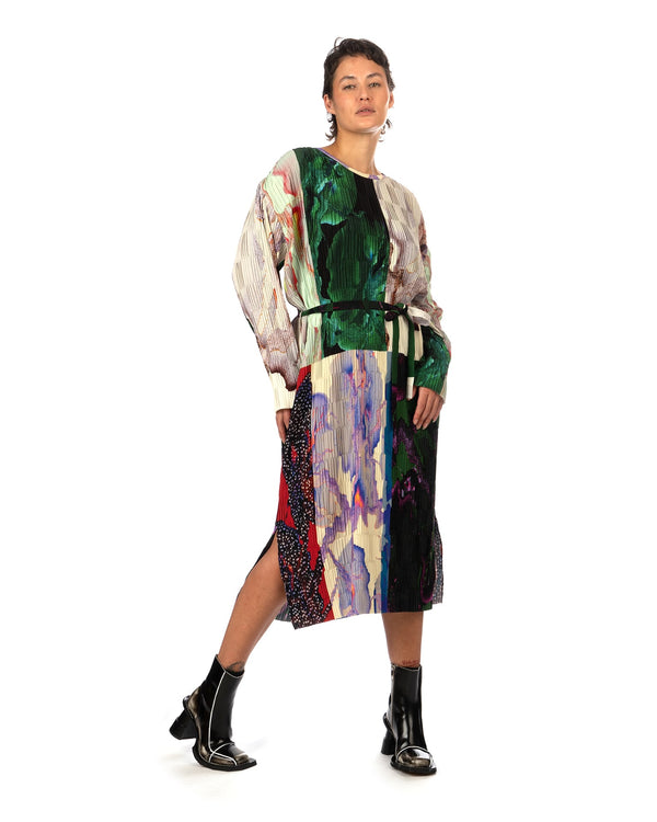 Henrik Vibskov | Grow Plissé Dress Tomato Hortensias - Concrete