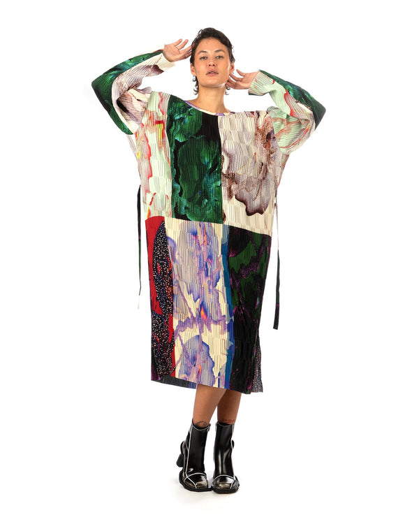 Henrik Vibskov | Grow Plissé Dress Tomato Hortensias - Concrete